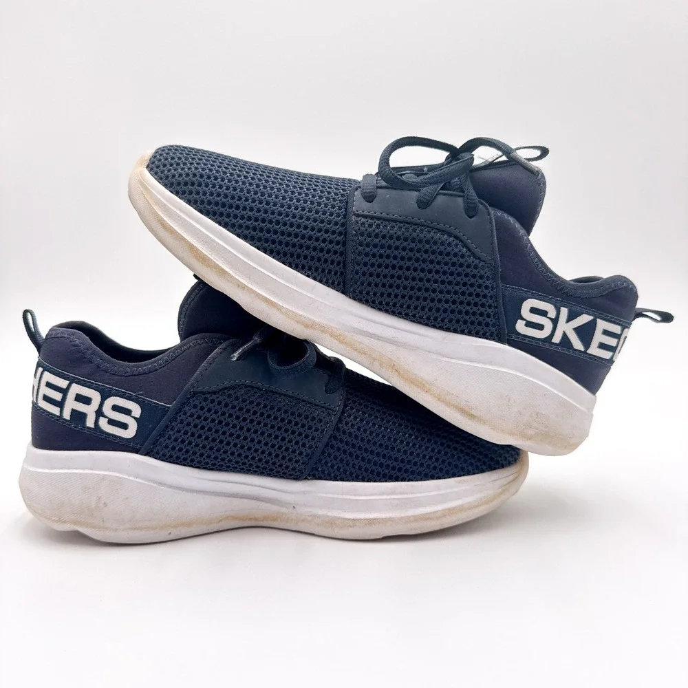 SKETCHERS Youth US 3.5‎ Navy Blue White GOrun Fast Valor Athletic Sneakers